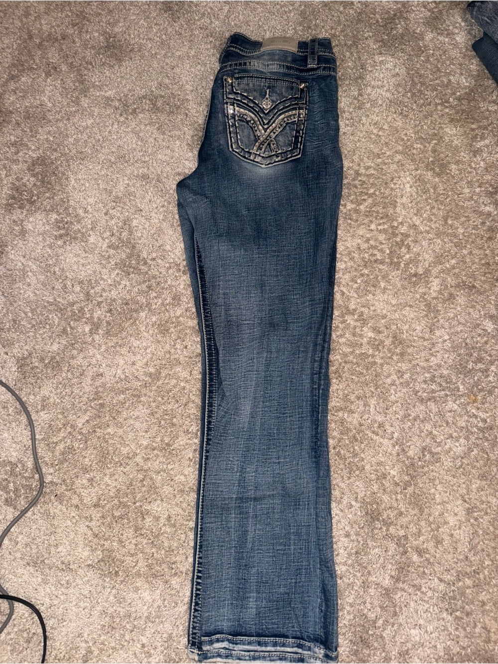 Miss Me Dark Blue Embroidered Bootcut Jeans
